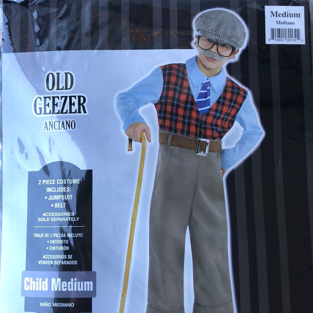 Old Geezer Kids Costume! New!